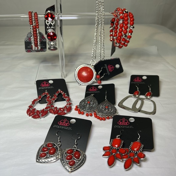 paparazzi Jewelry - New 10pc Mixed Lot Red Paparazzi Jewelry Set 1 Necklace 6 Earrings 3 Bracelets